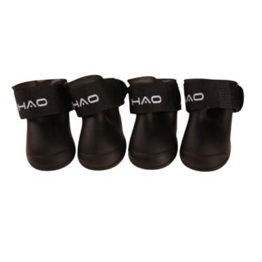 Imagem de Sapato de Cachorro BOTA DE SILICONE PRETA para Cães Pequenos Antiderrapante Impermeável Ajustável (GRANDE - L)