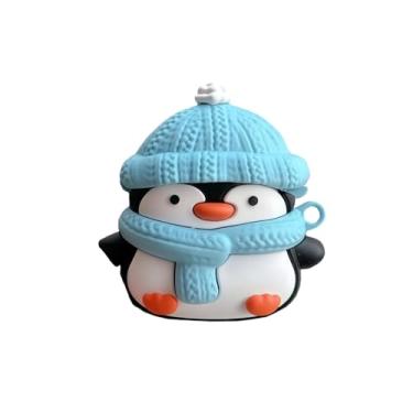 Imagem de Rertnocnf Capa compatível com AirPods Pro 3 2025, capa fofa com design de pinguim de Natal, capa protetora à prova de choque de silicone macio portátil sem fio com gancho