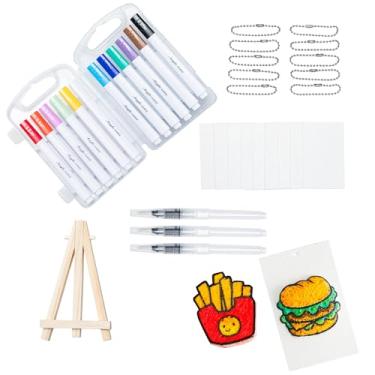 Imagem de NIZAPT Kit de pintura de textura de espuma 3D Magic Puffy Paint para desenho, esponja de tela, marcadores de tinta acrílica com ponta de pincel de 12 cores, canetas de desenho de pipoca bolha DIY