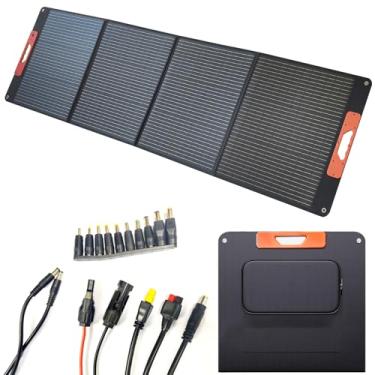 Imagem de Painel solar portátil de 200 W, essencial para acampamento, carregador solar dobrável de 200 watts para estação de energia, 23,5% de alta eficiência IP67 à prova d'água com conectores CC 10 em 1 para