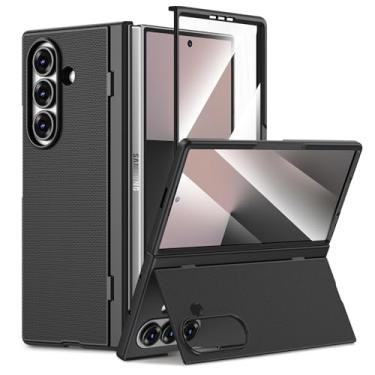 Imagem de Maxdara Capa para celular Z Fold 7, Galaxy Z Fold 7 com suporte dobrável oculto e protetor de tela integrado, capa fina à prova de choque, preta