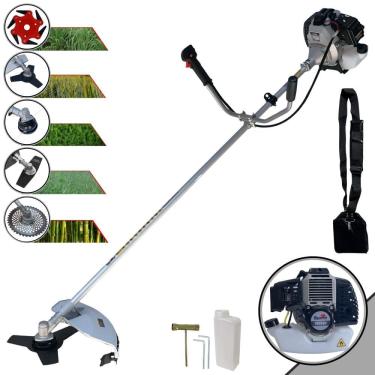 Imagem de Roçadeira Com Sistema Anti-Vibração Toyama TBC43H À Gasolina 2T 43cc 1,7HP 12000rpm Multifuncional Completa Com Carretel de Nylon e 4 Lâminas de Corte