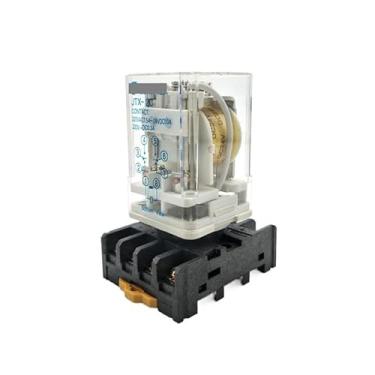 Imagem de JTX-2C 8 pinos redondos com soquete DPDT trilho DIN 10A relé eletromagnético DC 24V bobinas