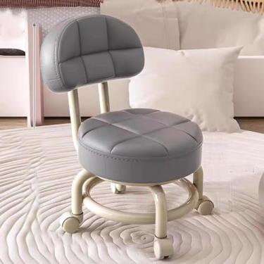 Imagem de Banqueta giratória para pés banqueta pequena com rolamento baixo banco de trabalho encosto 360° banco de rolamento baixo com rodas banqueta de oficina rotativa (Braun) (cinza escuro) (cinza escuro