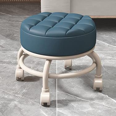 Imagem de Banqueta de rolamento baixo com rodas giratórias de 360°, cadeira móvel de couro PU, assento rolante, banco para escritório em casa, garagem, loja, fitness, esporte, C (A) (E)