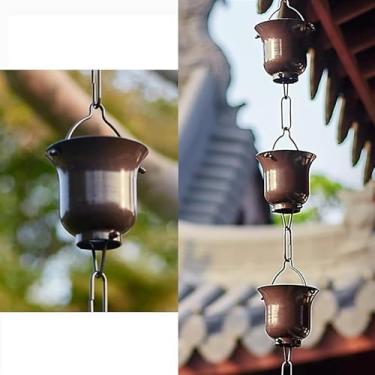 Imagem de WEBSID Corrente de chuva de liga de alumínio para templo de pátio, corrente de decoração de jardim ao ar livre para calha de telhado, corrente coletora de água da chuva de comprimento personalizado