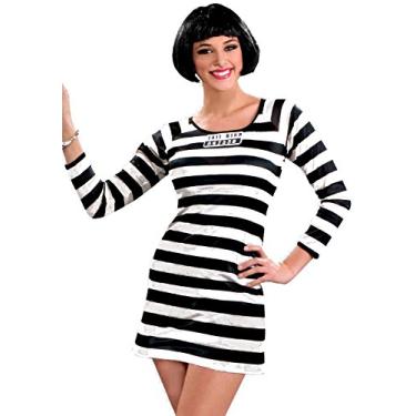 Imagem de Forum Novelties Fantasia feminina Jail Bird Plus Size, Preto/branco, Plus