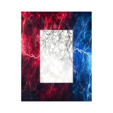Imagem de Porta-retrato de 10 x 15 cm, vermelho relâmpago, azul, feito de madeira maciça, 10 x 15 cm, moldura para exibição de mesa e montagem na parede, para decoração de casa e ideias de presentes para a