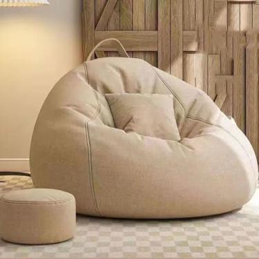 Imagem de Yadlan Puff para exterior/interior, pequeno para pufe confortável cadeira tipo saco para pátio, jardim, terraço, jardim, piscina e casa. Cinzento escuro, ideal para crianças e adultos, caqui, 100