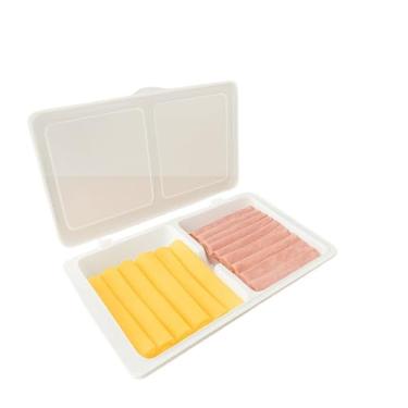 Imagem de 11111111Porta Frios Queijo e Presunto Pote Hermético Organizador Geladeira 2 Divisórias(BRANCO)