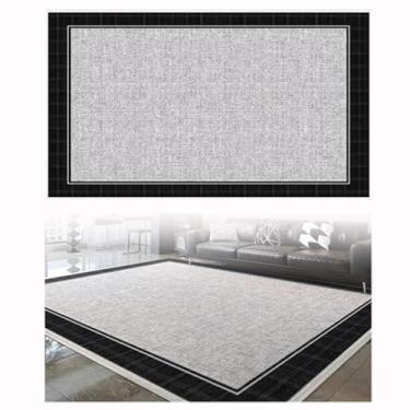 Imagem de SPXMQSS Tapete para quarto, tapetes extra grandes resistentes ao desgaste para sala de estar com suporte antiderrapante, tapete lavável, para estudo, quarto, sala de jantar, escritório, preto/cinza