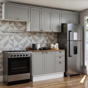 Imagem de Cozinha Modulada 4 Peças 100% Mdf Americana com Tampo e Rodapé Ilumina