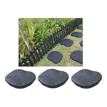 Imagem de Caminho Ecológico Jardim Pisante Preto Plástico Kit 8 Preto - Wlplast