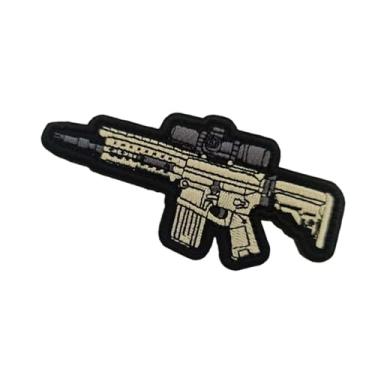 Imagem de Ruoming 1 peça de remendo bordado com design de rifle tático, fecho de gancho e laço estilo militar, para coletes e bolsas (rifle 2)