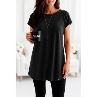 Imagem de Vestido Camisetão Slim Fitness Feminino Casual Verão, Preto, P