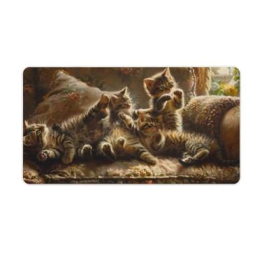 Imagem de FoRes Tapete de rato grande de gato fofo para jogos, base de borracha antiderrapante, tapete de mesa, acessórios para computador portátil, suprimentos para escritório, casa, 40 x 75 cm