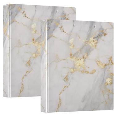 Imagem de Fichário de 3 anéis, mármore cinza, dourado, fluido, 3,8 cm, fichários com três argolas com prancheta, serve para papel de 21 x 28 cm, 3 bolsos internos transparentes de PVC para material de