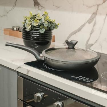 Imagem de Frigideira a Indução Antiaderente com Tampa Granito Cinza Ø28cm – Revestimento Durável e Cabo Ergonômico