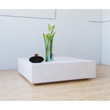 Imagem de Mesa Centro Minimalista Quadrada Casa Moderna Sala MDF Decor 80x80cm A