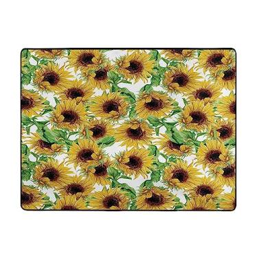 Imagem de ZERAOKE Tapete de área de girassol 48 x 63 polegadas, lavável na máquina com suporte antiderrapante, tapetes macios para sala de estar, quarto, entrada, quarto de crianças, decoração de casa