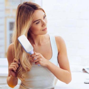 Imagem de 1 pente giratório para levantamento, pente de massagem feminino com almofada telescópica adequado para todos os tipos de cabelo. (Roxo)