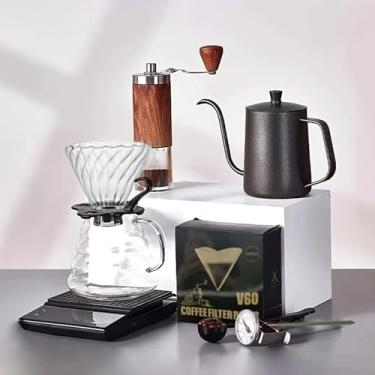 Imagem de Conjunto de Café Kit Infusão Manual V60 com 8 Peças Balança Cafeteira Caixa Presente Portátil para Amantes