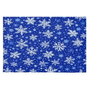 Imagem de CEBUGI Tapete de área 60 x 90 cm, macio, lavável, antiderrapante, com revestimento de borracha, flocos de neve, para sala de estar, quarto, decoração de casa