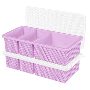 Imagem de Bandejas de cubos de gelo com padrão de diamante, conjunto de 1 + 2 peças (2 bandejas) (roxo)