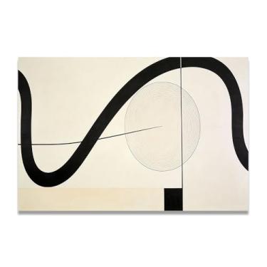 Imagem de LKXGRRSFG Contraste elegante Arte em tela minimalista: tons neutros serenidade grande área em branco para decoração de espaço calmo 60 x 75 cm sem moldura