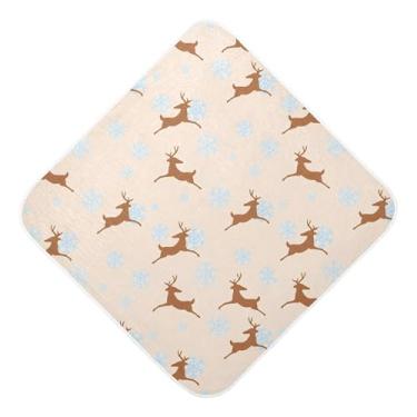 Imagem de Burbuja Toalha de banho de bebê com flocos de neve de veado - Toalha com capuz de musselina macia e absorvente para recém-nascidos, 76 x 76 cm