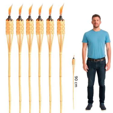 Imagem de kit 2 a 4 Tochas de Bambu são João festa junina acampamento decoração 