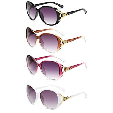 Imagem de ENSARJOE Óculos de sol para mulheres e homens, vintage, armação grande, óculos de sol UV400, 8508-preto+castanho escuro+roxo+branco (pacote com 4), normal