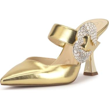 Imagem de Jessica Simpson Favica Mule feminino, Couro sintético dourado, 35