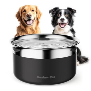 Imagem de Gardner Pet Tigelas para cães de aço inoxidável de 3,85 L, tigela de água para cães sem derramamento, alimentador de água lenta, dispensador de água à prova de derramamento para cães grandes, promove