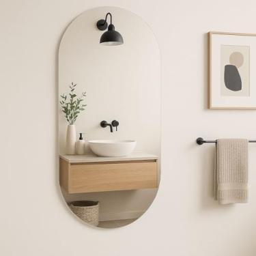 Imagem de Espelho Oval Orgânico LED 80x50cm Luz Quente E Fria Decorativo Banheiro E Quarto(SEM LED (Dupla Face),80x50 CM)