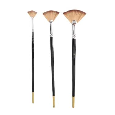 Imagem de RiToEasysports Definição de Pincel de Cor Dos Fãs de Artista, Pincel de Tinta de Cabelo de Nylon Maçaneta Longa para Guache -makeln 3 Pcs Fãs de Ventilador, Adequado para Pintura Em Aquarela
