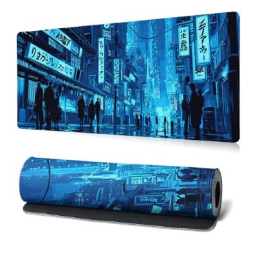 Imagem de Mouse pad japonês para jogos grande tapete de mesa teclado estendido ruas mouse pad anime mousepad com base antiderrapante e borda costurada tapete de mouse pad de mesa 31,5 x 11,8 mouse pads para