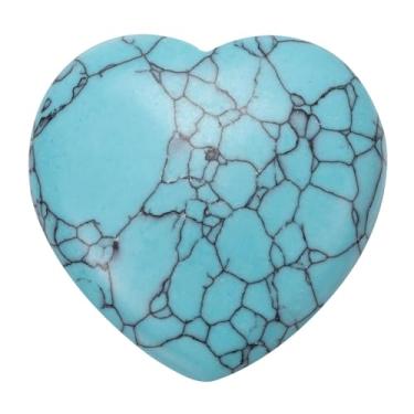 Imagem de PATIKIL Pedra de cristal natural em forma de coração, mini cristal polido de pedra preciosa do amor, pedra de bolso gravada pedras de preocupação para mulheres, presentes meditação, turquesa