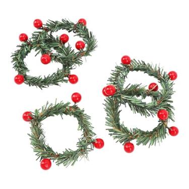 Imagem de Zerodis Grinaldas de Anel de Vela de Natal, Conjunto de Mini Guirlanda Artificial de Frutas e Grama de 12 Peças para Pilares, Guirlanda de Decorações de Mesa de Feriado
