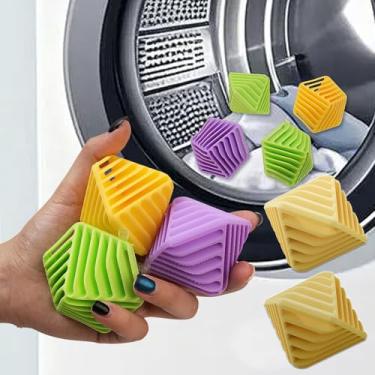 Imagem de 2 bolas dispensadoras de amaciantes de tecido, dispensador de bolas para amaciante de tecido, bolas de roupa antiembaraço para casa, adequadas para todos os tipos de bolas de roupa suja (amarelo, 6 x