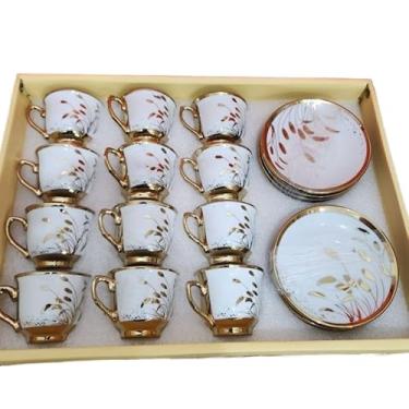 Imagem de Jogo de Xícaras de Café em Porcelana com Pires 90ml – Kit 24 Peças (12 Xícaras + 12 Pires) Cerâmica Premium