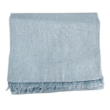 Imagem de Manta extragrande 210 x 120 cm 100% algodão puro Adequada para sofás ou camas, combinando funcionalidade protetora com um elegante apelo decorativo. (Azul Bebê)