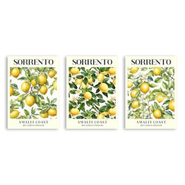 Imagem de Sorrento Lemon Amalfi Coastbei Limoni Freschi Pintura em tela arte de parede impressões de frutas cozinha moderna pôsteres fotos sala de jantar casa bar café decoração (SKU4-3PCS, 12 x 16 polegadas =