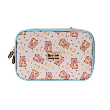 Imagem de Estojo Box Capivara Juvenil 36 Elásticos Escolar Meninas - Xeryus, Mar