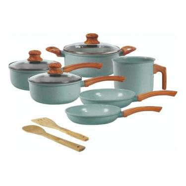 Imagem de Conjunto de panelas de cerâmica 3 em 1 para fogão de indução, com 8 peças (Mármore)