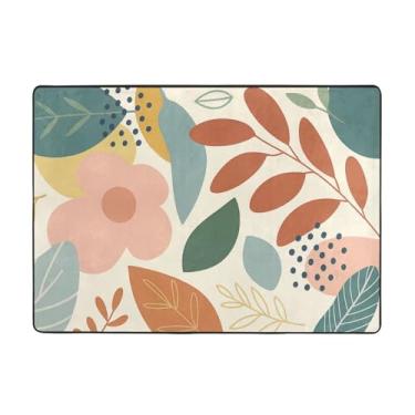 Imagem de Boho Botanical Tapete de área 6 x 15 cm para entrada Sudoeste Boho Asteca Tribal Tapete de porta lavável à máquina Marrom Bege Pequenos Tapetes Antiderrapantes Impresso Tapete de Pelo Baixo para