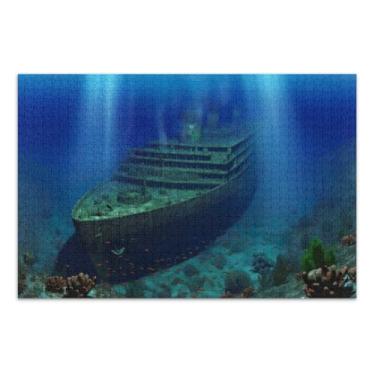 Imagem de Quebra-cabeças A Giant Ship Sunk at The Bottom of The Sea de 1000 peças para adultos, quebra-cabeças legais, jogos para a família