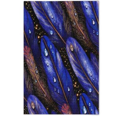 Imagem de Jigsaw Puzzle for Adults 1000 Pieces Dark Blue Watercolor Feathers Funny Gifts for Puzzle Lovers Cool Prime Puzzles Decorative Animal Art Decor, 1000 Pieces, 29.5" x 19.7"