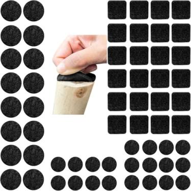 Imagem de Pacote com 60 almofadas de feltro autoadesivas – Almofadas de móveis pretas de 3 mm de espessura para cadeiras, mesas e armários – protegem o chão de arranhões e ruído