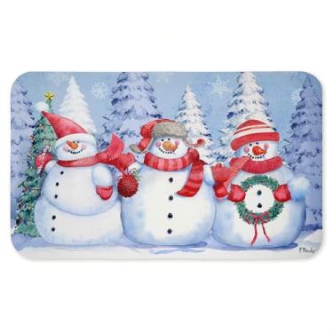 Imagem de Tapete antifadiga Holiday Icy Snowman Trio, tapete ergonômico acolchoado para cozinha e pé com suporte antiderrapante, tapete confortável ecológico, design de Paul Brent, 76 cm x 45 cm